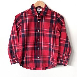 Red Plaid Long Sleeve Button Up Boys Size 8 Old Navy New!